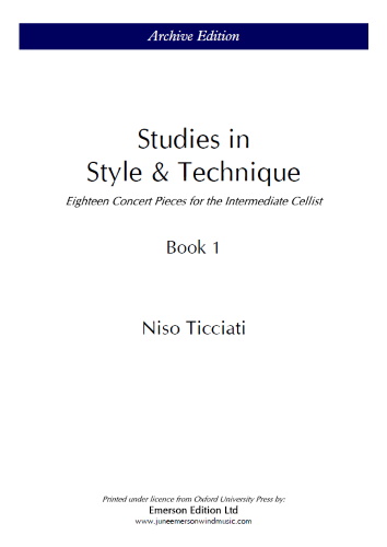 Ticciati: Studies In Style & Technique Book 1 for Cello published by OUP Archive