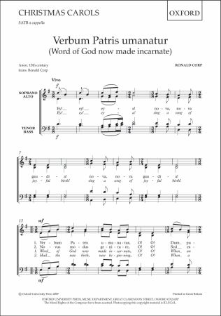 Corp: Verbum Patris umanatur (Word of God now made incarnate) SATB published by OUP