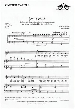 Rutter: Jesus Child (Unison) published by OUP