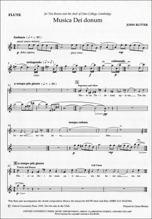 Rutter: Musica Dei donum published by OUP - Flute Part