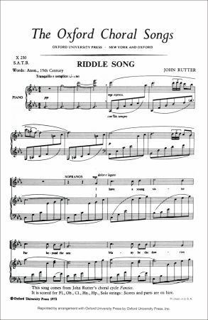 Rutter: Riddle Song SATB published by OUP