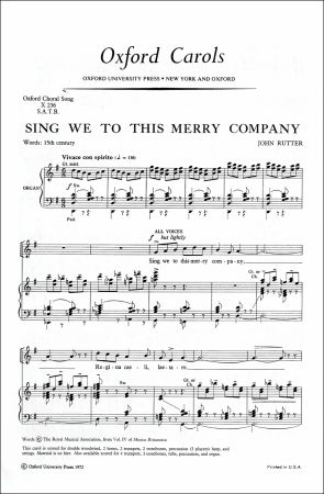 Rutter: Sing we to this merry company SATB published by OUP