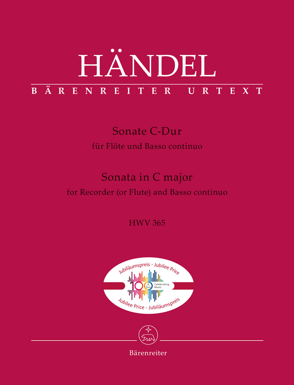 Handel: Sonata in C HWV365 for Treble Recorder published by Barenreiter