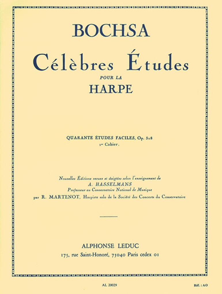 Bochsa: 40 Etudes Faciles Opus 318 Volume 1 for Harp published by Leduc