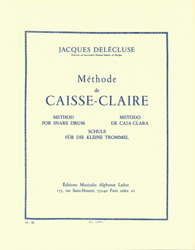 Delecluse: Methode de Caisse-Claire for Drums published by Leduc