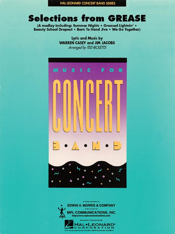 Selections From Grease for Concert Band/Harmonie published by Hal Leonard - Set (Score & Parts)