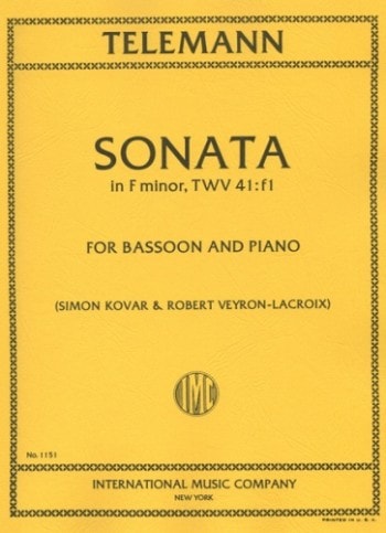Telemann: Sonata in F Minor TWV 41:f1 for Bassoon published by IMC