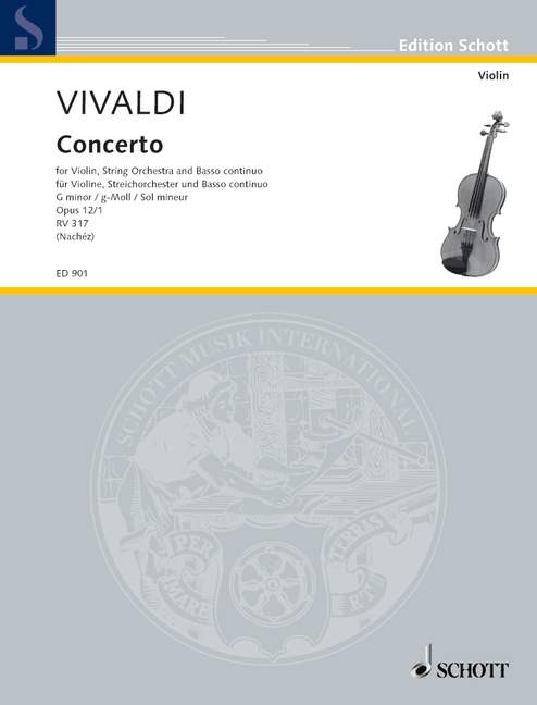 Vivaldi: Concerto in G Minor RV317 Op 12/1 for Violin published by Schott