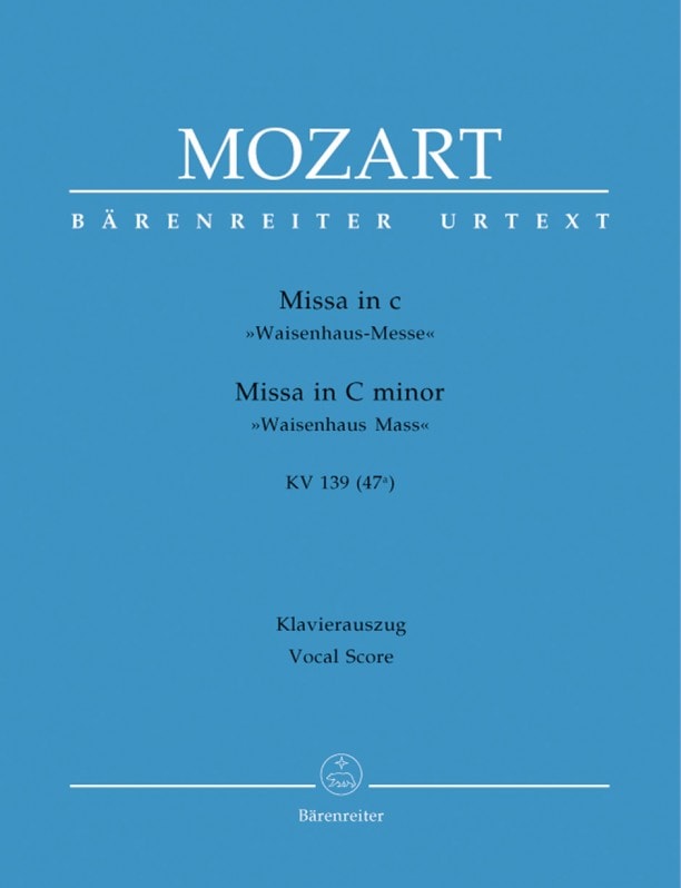 Mozart: Missa solemnis in C minor (K139) (Waisenhaus-Messe) published by Barenreiter Urtext - Vocal Score