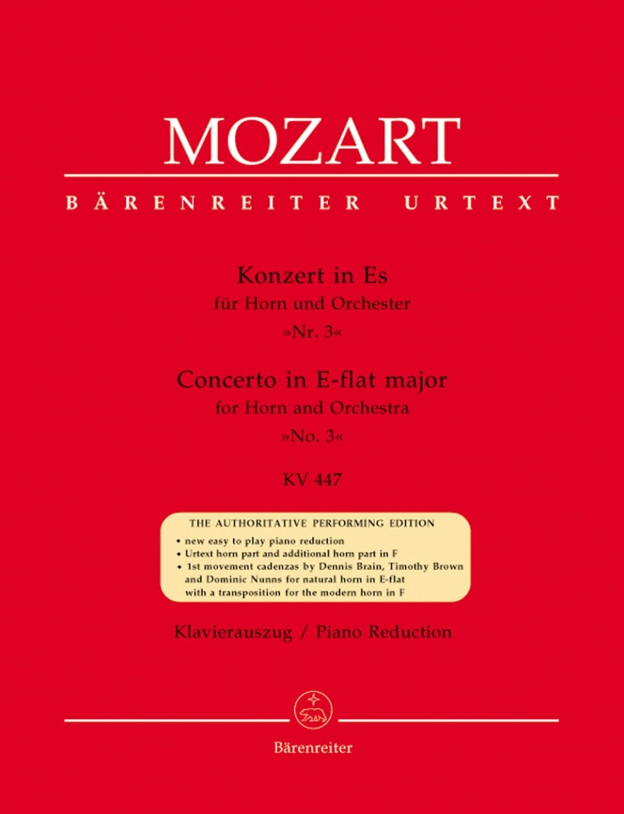 Mozart: Concerto No 3 in Eb KV447 for Horn published by Barenreiter