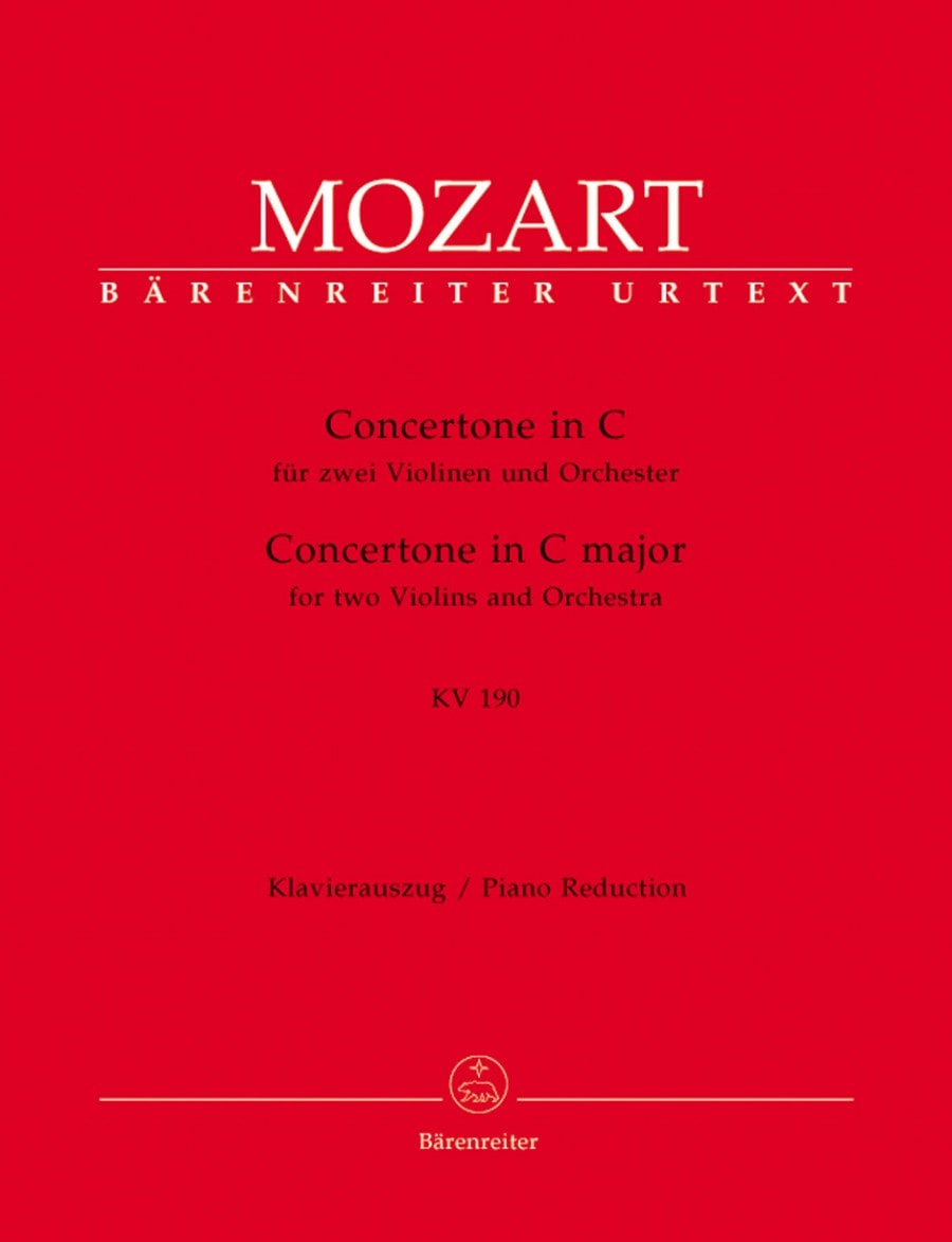 Mozart: Concertone in C K.190 for 2 Violins published by Barenreiter