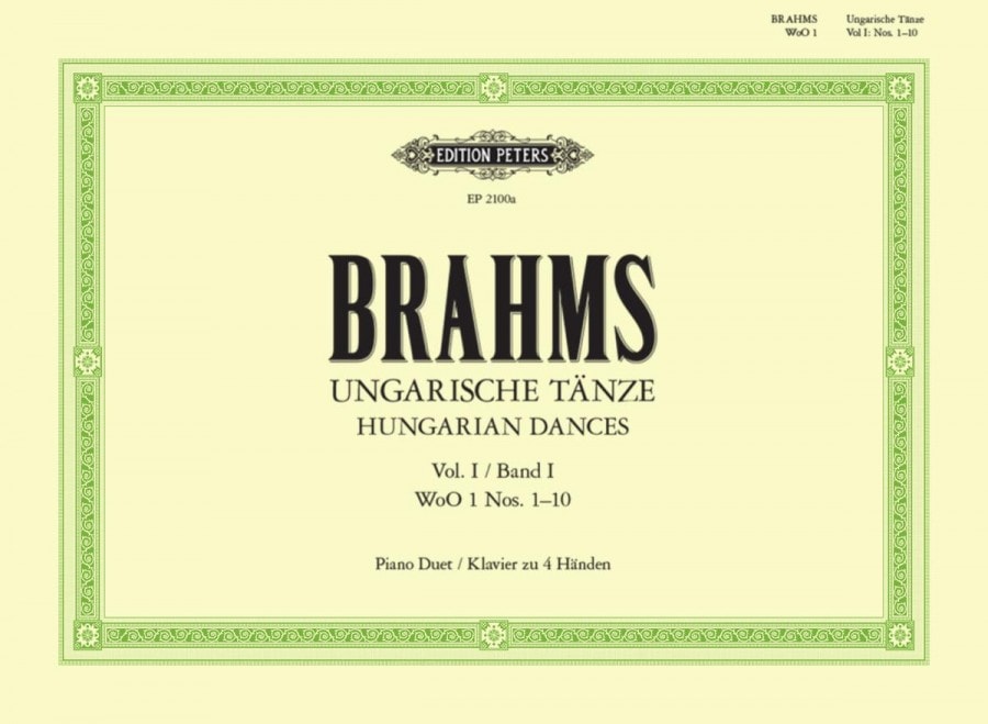 Brahms: Hungarian Dances Volume 1 for Piano Duet  published by Peters Edition