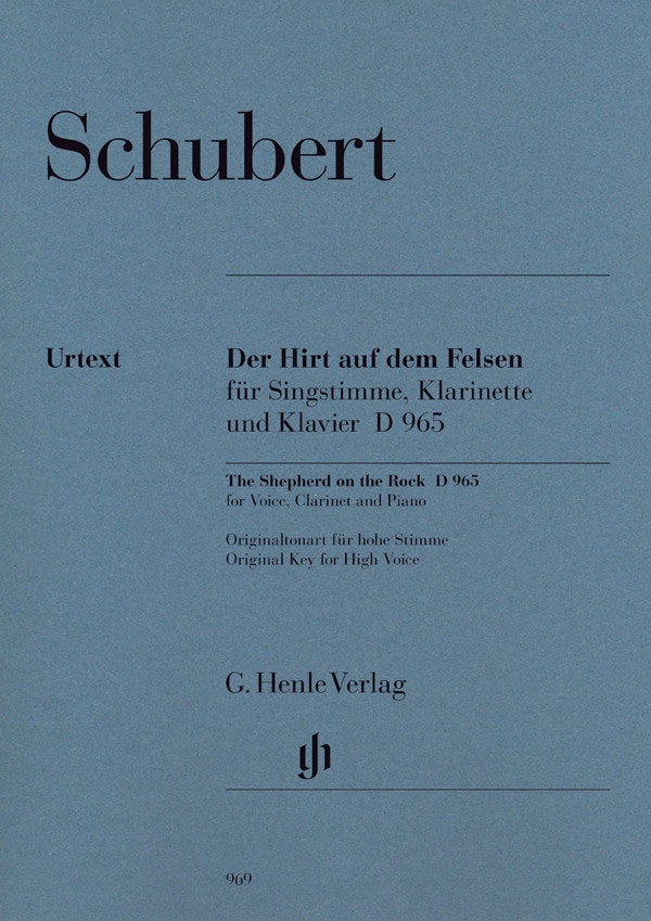 Schubert: The Shepherd on the Rock for High Voice, Clarinet and Piano published by Henle