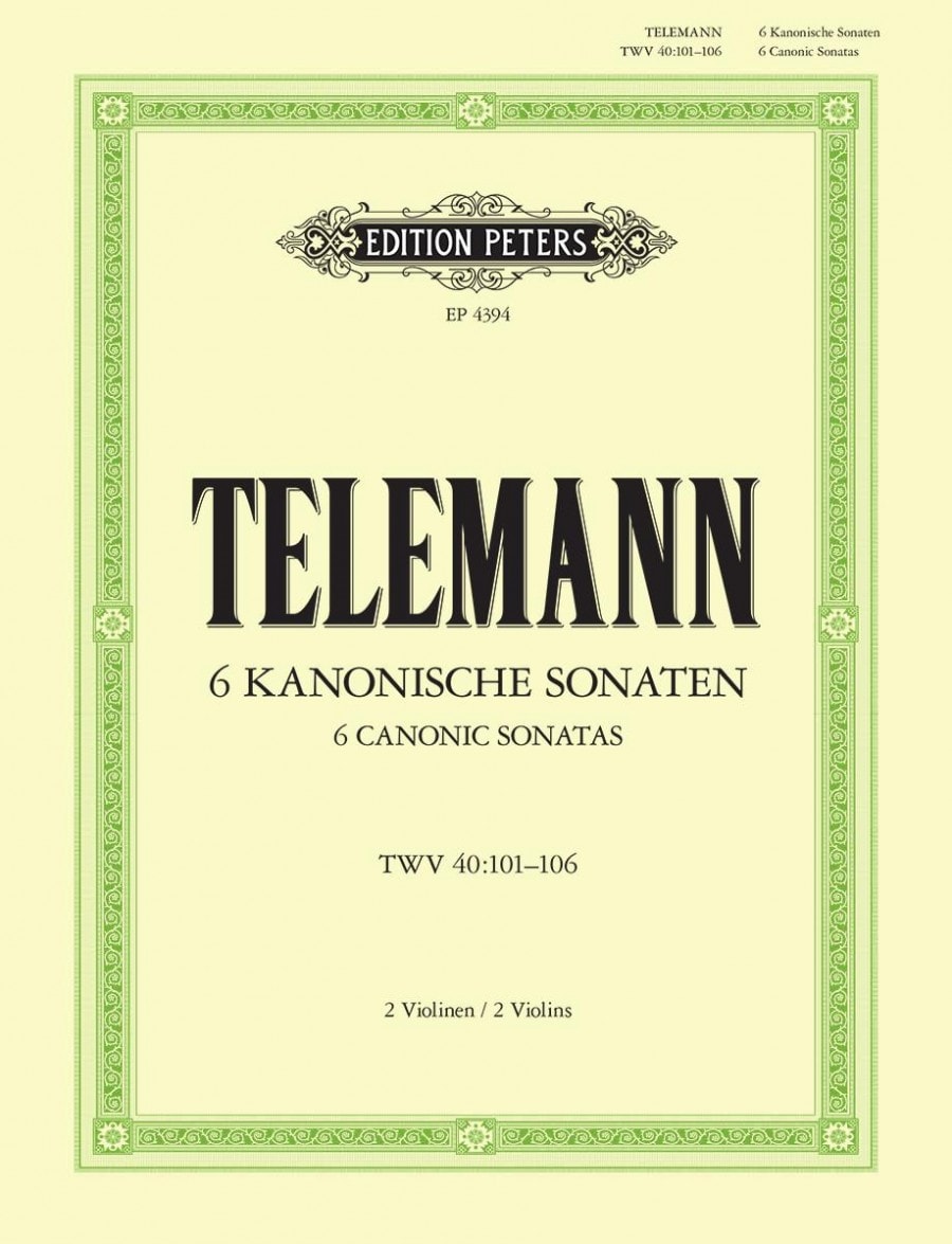 Telemann: 6 Canonic Sonatas for 2 Violins published by Peters Edition