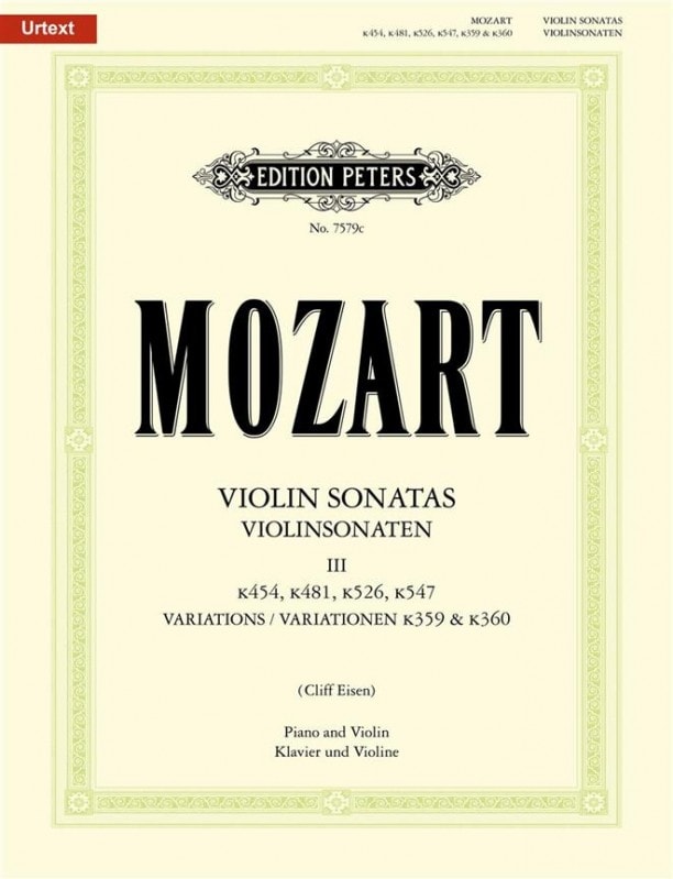 Mozart: Sonatas Volume 3 for Violin published by Peters Urtext Edition
