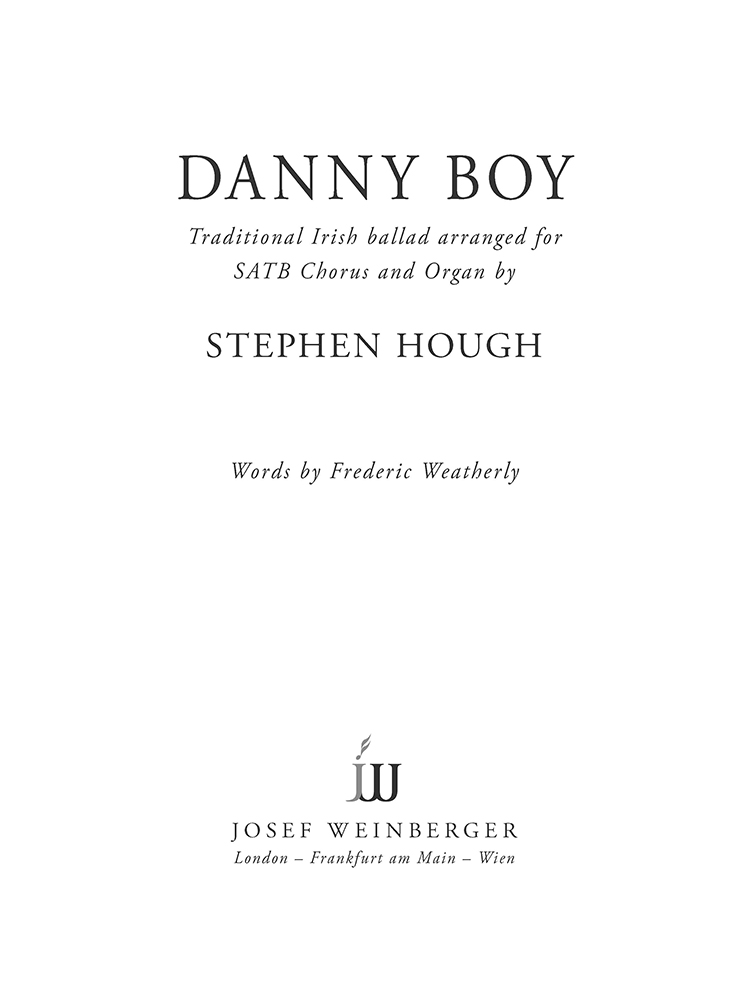 Hough: Danny Boy SATB published by Weinberger