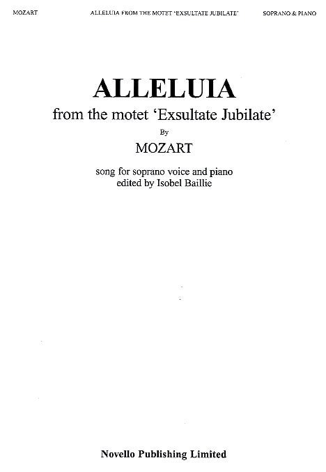 Mozart: Alleluia From Exsultate Jubilate in F (High) published by Novello