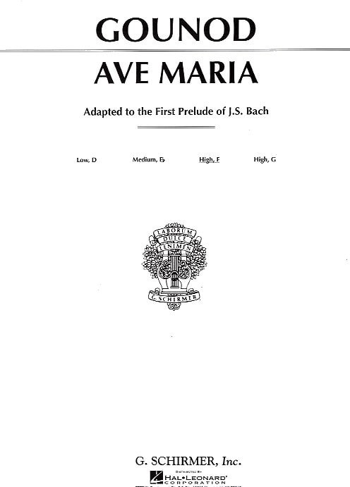 Gounod: Ave Maria in F for Medium High Voice published by Schirmer