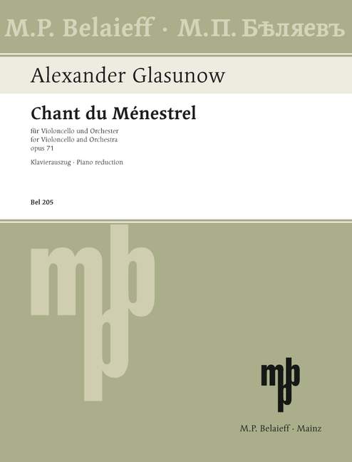Glazunov: Chant du Mnestrel for Cello pubished by Belaieff