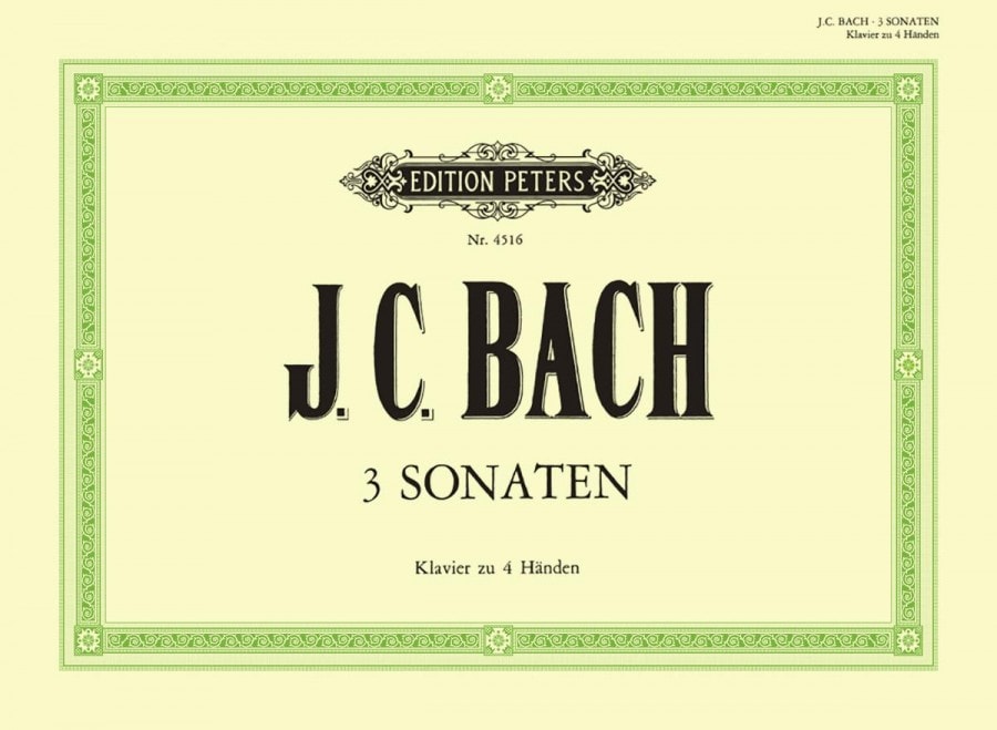 J C Bach: 3 Original Sonatas for Piano Duet published by Peters