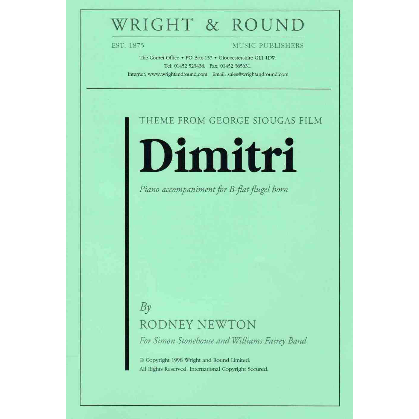 Newton: Dimitri for Flugel Horn & Piano published by Wright & Round