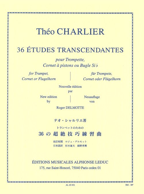 Charlier: 36 Etudes Transcendantes for Trumpet published by Leduc