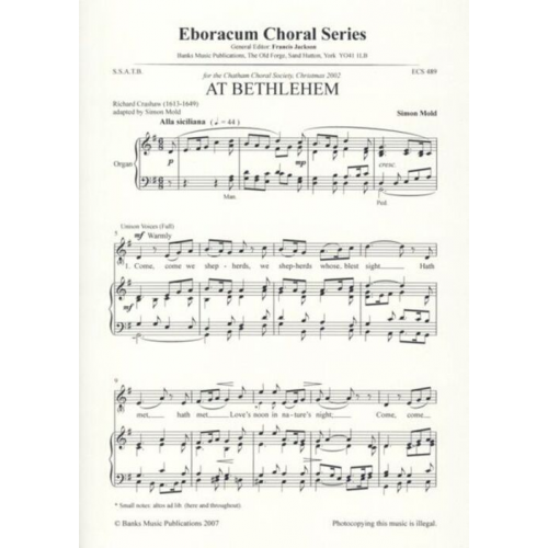 Mold: At Bethlehem SSATB & Organ published by Eboracum