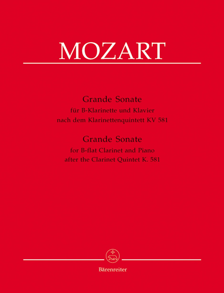 Mozart: Clarinet Quintet in A K581 for Clarinet in Bb and Piano published by Barenreiter