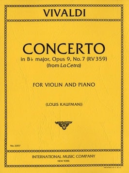 Vivaldi: Concerto in Bb Opus 9/7 RV359 (from La Cetra) for Violin published by IMC