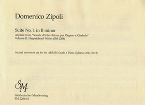 Zipoli: Suite No 1 in B Minor for Piano published by Suddeuttscher Musikverlag
