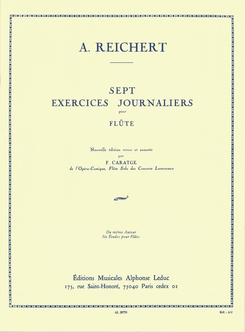 Reichert: 7 Exercices Journaliers Opus 5 for Flute published by Leduc