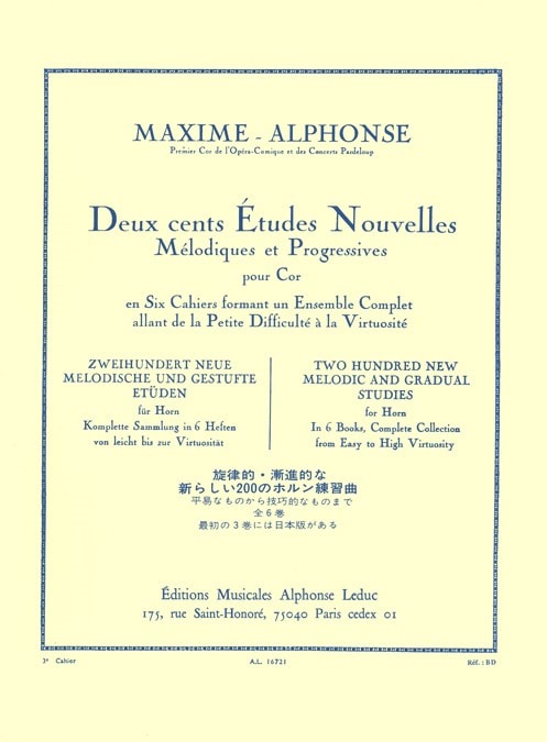 Maxime-Alphonse: 200 New Studies Book 3 for French Horn published by Leduc