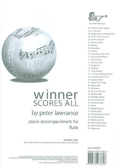 Winner Scores All for Flute (Piano Accompaniment) published by Brasswind