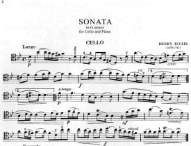 Eccles: Sonata in G Minor for Cello published by IMC