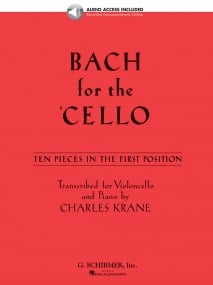 Bach For The Cello - 10 Easy Pieces In 1st Position published by Schirmer (Book/Online Audio)