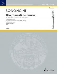 Bononcini: Divertimenti da camera Vol 4 for Treble Recorder published by Schott