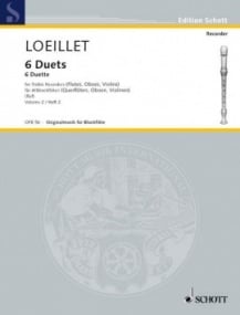 Loeillet: 6 Duets Volume 2 for Treble Recorder published by Schott