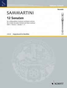 Sammartini: 12 Sonatas Volume 1 for Treble Recorder published by Schott