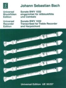 Bach: Sonata BWV1032 for Treble Recorder & Piano published by Universal