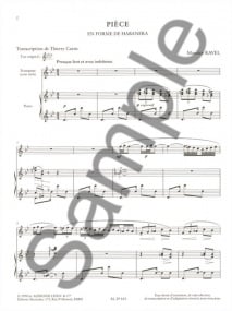 Ravel: Piece En Forme De Habanera for Trumpet published by Leduc