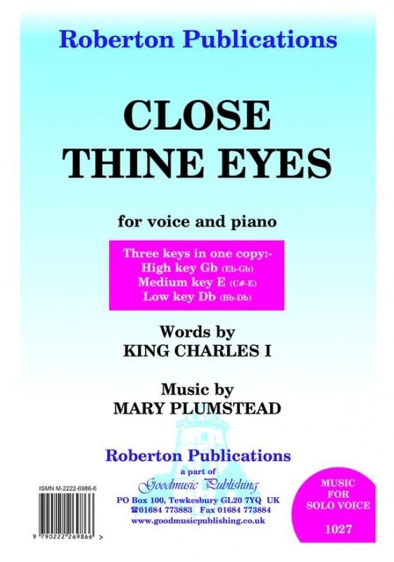 Plumstead: Close Thine Eyes in 3 Keys published by Roberton