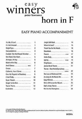 Easy Winners Piano Accompaniment for French Horn published by Brasswind