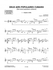 Brouwer: Deux Airs Populaires Cubains for Guitar published by Eschig