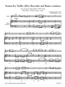 Telemann: Sonata in Bb Major TWV41:B3 for Treble Recorder published by Dowani
