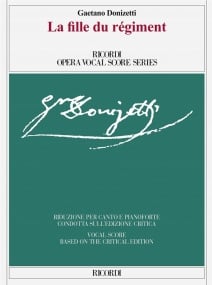 Donizetti: La Fille Du Regiment (The Daughter Of The Regiment) published by Ricordi - Vocal Score