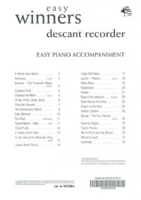 Easy Winners Piano Accompaniment for Descant Recorder published by Brasswind
