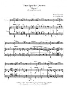 Granados: Three Spanish Dances 2 for Alto Saxophone published by Emerson