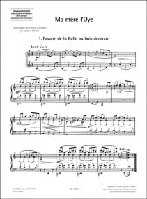 Ravel: Ma Mere L'oye for Piano published by Durand