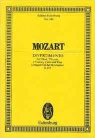 Mozart: Divertimento No. 11 D major KV 251 (Study Score) published by Eulenburg