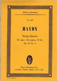 Haydn: String Quartet Bb major Opus 55/3 Hob. III: 62 (Study Score) published by Eulenburg